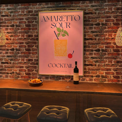 Plakat "Amaretto Sour" - Grafika z Klasycznym Koktajlem