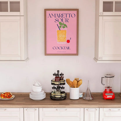 Plakat "Amaretto Sour" - Grafika z Klasycznym Koktajlem