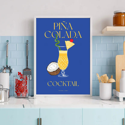 Plakat "Piña Colada" - Tropikalna Grafika z Koktajlem