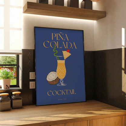 Plakat "Piña Colada" - Tropikalna Grafika z Koktajlem