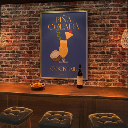 Plakat "Piña Colada" - Tropikalna Grafika z Koktajlem