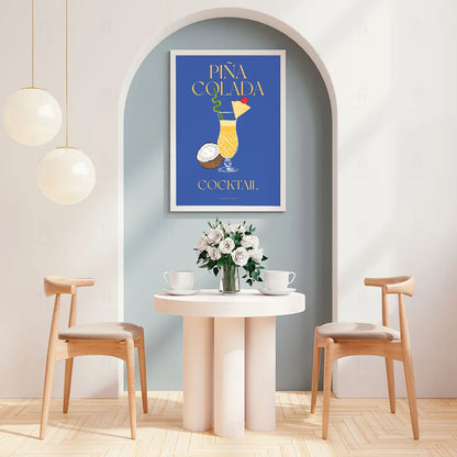 Plakat "Piña Colada" - Tropikalna Grafika z Koktajlem