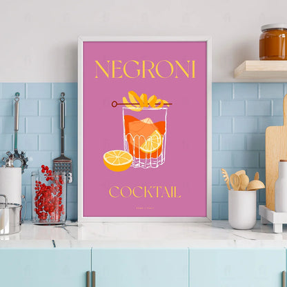 Plakat "Negroni" - Grafika z Klasycznym Włoskim Koktajlem