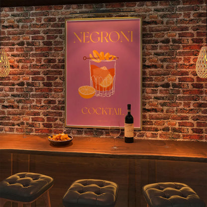 Plakat "Negroni" - Grafika z Klasycznym Włoskim Koktajlem