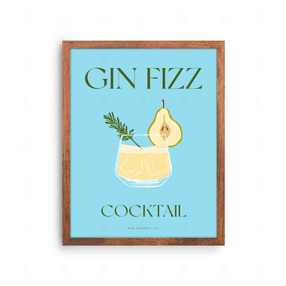 Plakat "Gin Fizz" - Klasyczna Grafika z Koktajlem
