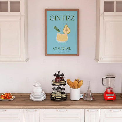 Plakat "Gin Fizz" - Klasyczna Grafika z Koktajlem