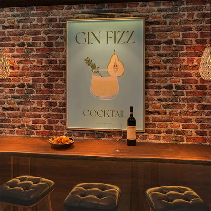 Plakat "Gin Fizz" - Klasyczna Grafika z Koktajlem