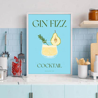 Plakat "Gin Fizz" - Klasyczna Grafika z Koktajlem