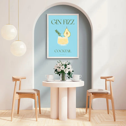 Plakat "Gin Fizz" - Klasyczna Grafika z Koktajlem