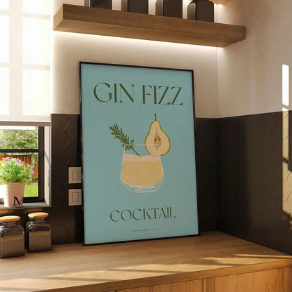 Plakat "Gin Fizz" - Klasyczna Grafika z Koktajlem