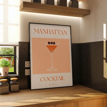 Plakat "Manhattan" - Klasyczna Grafika z Koktajlem
