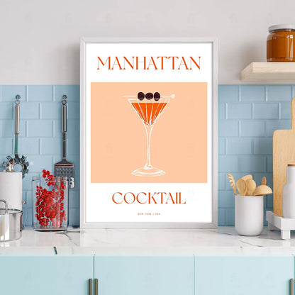 Plakat "Manhattan" - Klasyczna Grafika z Koktajlem