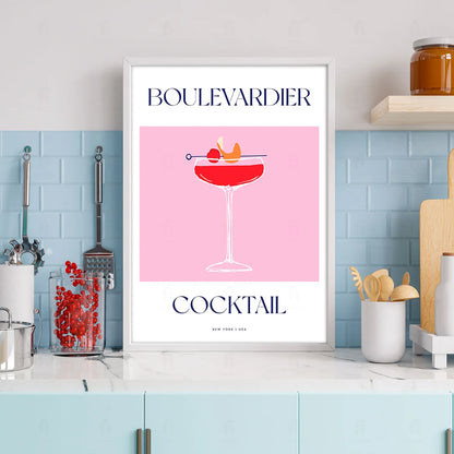Plakat "Boulevardier" - Klasyczna Grafika z Koktajlem