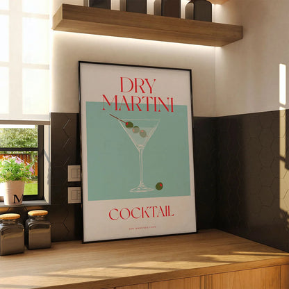 Plakat "Przepis na Dry Martini" - Stylowa Grafika do Baru