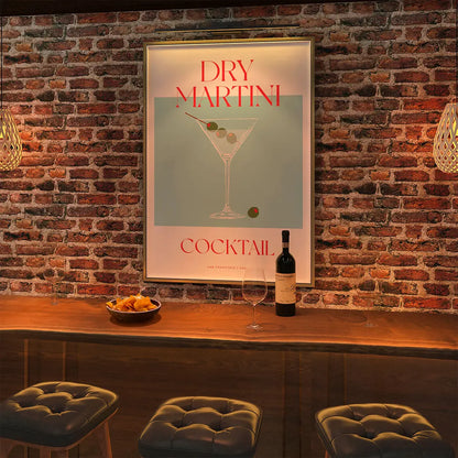 Plakat "Przepis na Dry Martini" - Stylowa Grafika do Baru