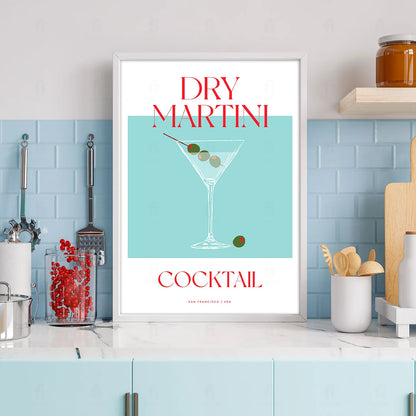 Plakat "Przepis na Dry Martini" - Stylowa Grafika do Baru