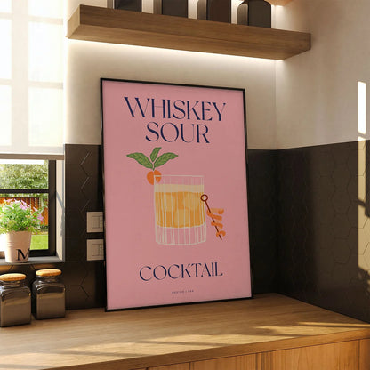 Plakat "Whiskey Sour" - Elegancka Grafika z Koktajlem