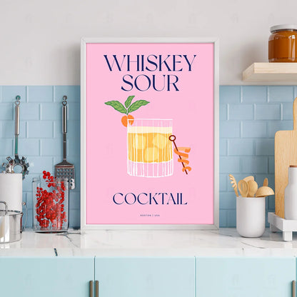 Plakat "Whiskey Sour" - Elegancka Grafika z Koktajlem