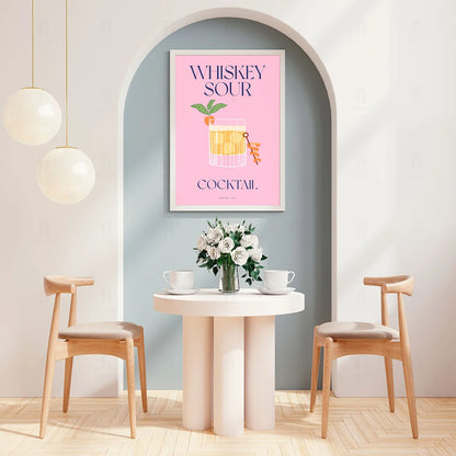 Plakat "Whiskey Sour" - Elegancka Grafika z Koktajlem