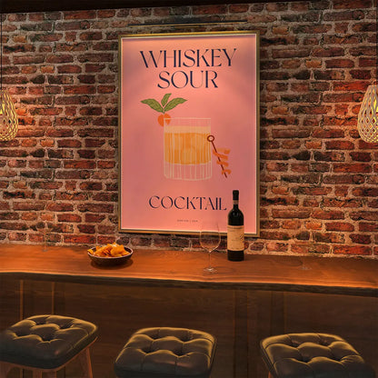 Plakat "Whiskey Sour" - Elegancka Grafika z Koktajlem