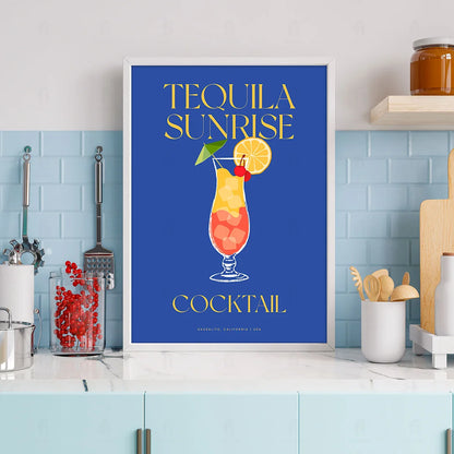 Plakat "Tequila Sunrise" - Kolorowa Grafika z Koktajlem