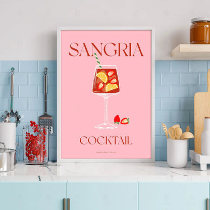 Plakat "Sangria" - Owocowa Grafika z Koktajlem