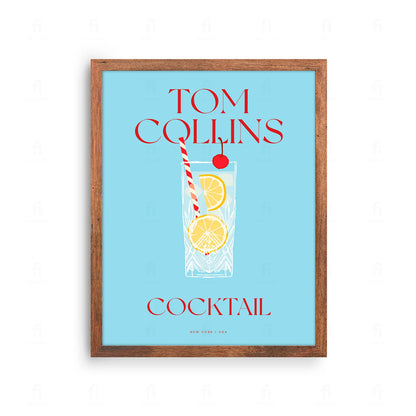 Plakat "Tom Collins" - Klasyczna Grafika z Koktajlem