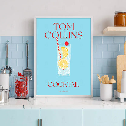 Plakat "Tom Collins" - Klasyczna Grafika z Koktajlem