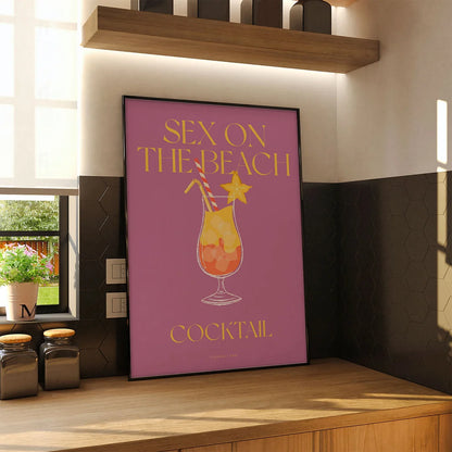 Plakat "Sex on the Beach" - Wakacyjna Grafika z Koktajlem