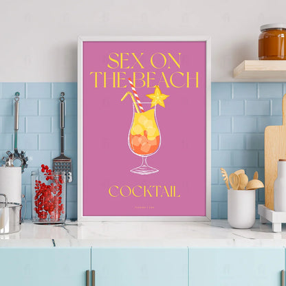 Plakat "Sex on the Beach" - Wakacyjna Grafika z Koktajlem