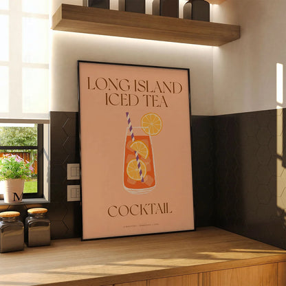 Plakat "Long Island Iced Tea" - Grafika z Klasycznym Koktajlem