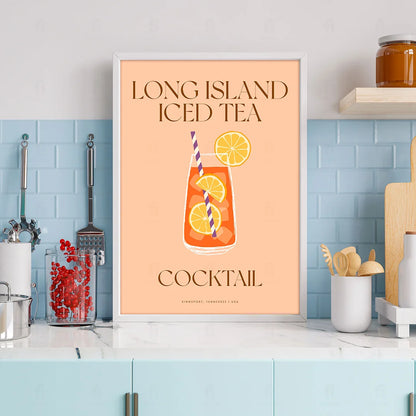Plakat "Long Island Iced Tea" - Grafika z Klasycznym Koktajlem