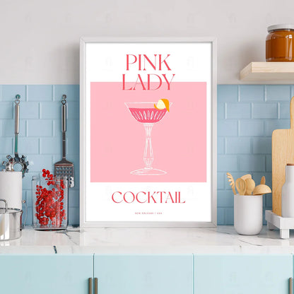 Plakat "Pink Lady" - Elegancka Grafika z Koktajlem