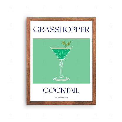 Plakat "Grasshopper" - Miętowa Grafika z Koktajlem