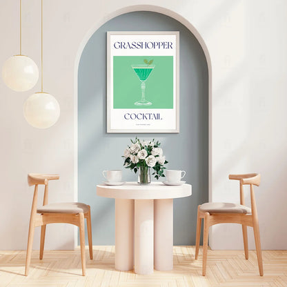Plakat "Grasshopper" - Miętowa Grafika z Koktajlem