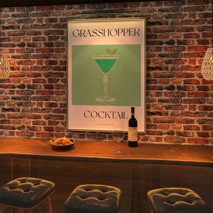 Plakat "Grasshopper" - Miętowa Grafika z Koktajlem