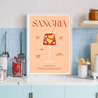 Plakat "Przepis na Sangrię" - Stylowa Grafika do Kuchni