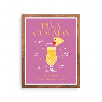Plakat "Przepis na Piña Coladę" - Tropikalna Grafika do Kuchni