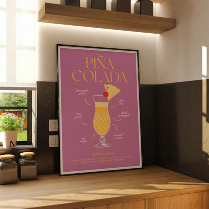 Plakat "Przepis na Piña Coladę" - Tropikalna Grafika do Kuchni