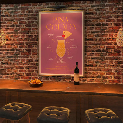 Plakat "Przepis na Piña Coladę" - Tropikalna Grafika do Kuchni