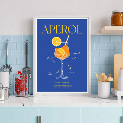 Plakat "Przepis na Aperol" - Włoska Grafika do Baru