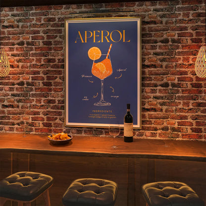 Plakat "Przepis na Aperol" - Włoska Grafika do Baru
