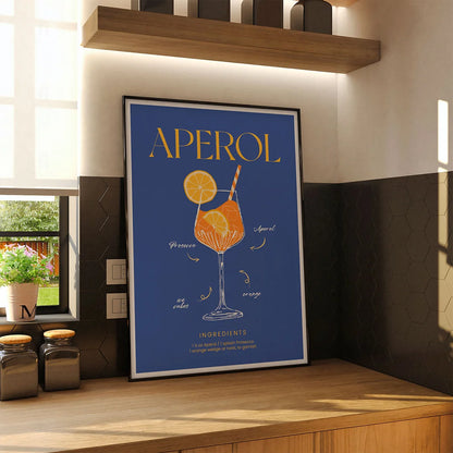 Plakat "Przepis na Aperol" - Włoska Grafika do Baru