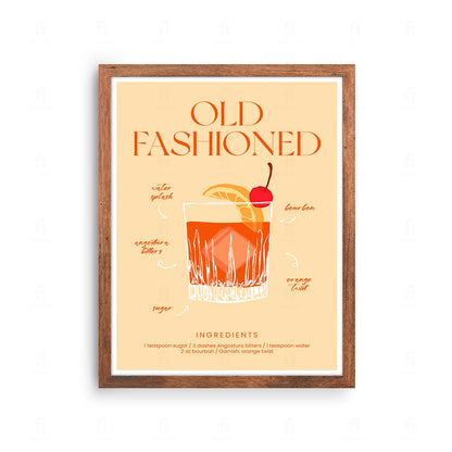 Plakat "Przepis na Old Fashioned" - Klasyczna Grafika do Baru
