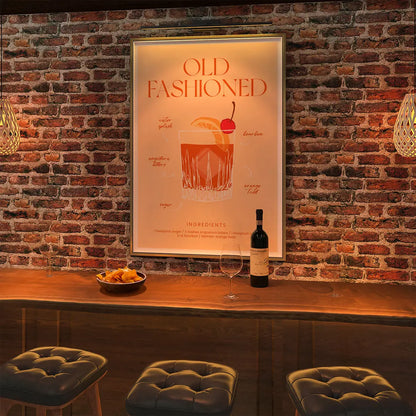 Plakat "Przepis na Old Fashioned" - Klasyczna Grafika do Baru
