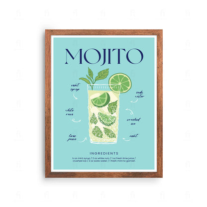 Plakat "Przepis na Mojito" - Orzeźwiająca Grafika do Baru