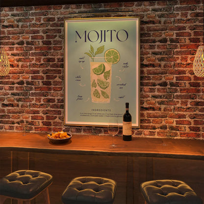 Plakat "Przepis na Mojito" - Orzeźwiająca Grafika do Baru