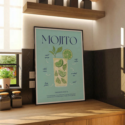 Plakat "Przepis na Mojito" - Orzeźwiająca Grafika do Baru