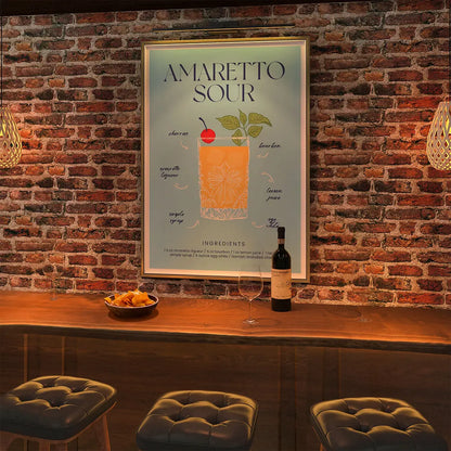 Plakat "Przepis na Amaretto Sour" - Stylowa Grafika do Baru