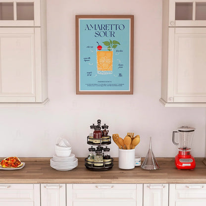 Plakat "Przepis na Amaretto Sour" - Stylowa Grafika do Baru